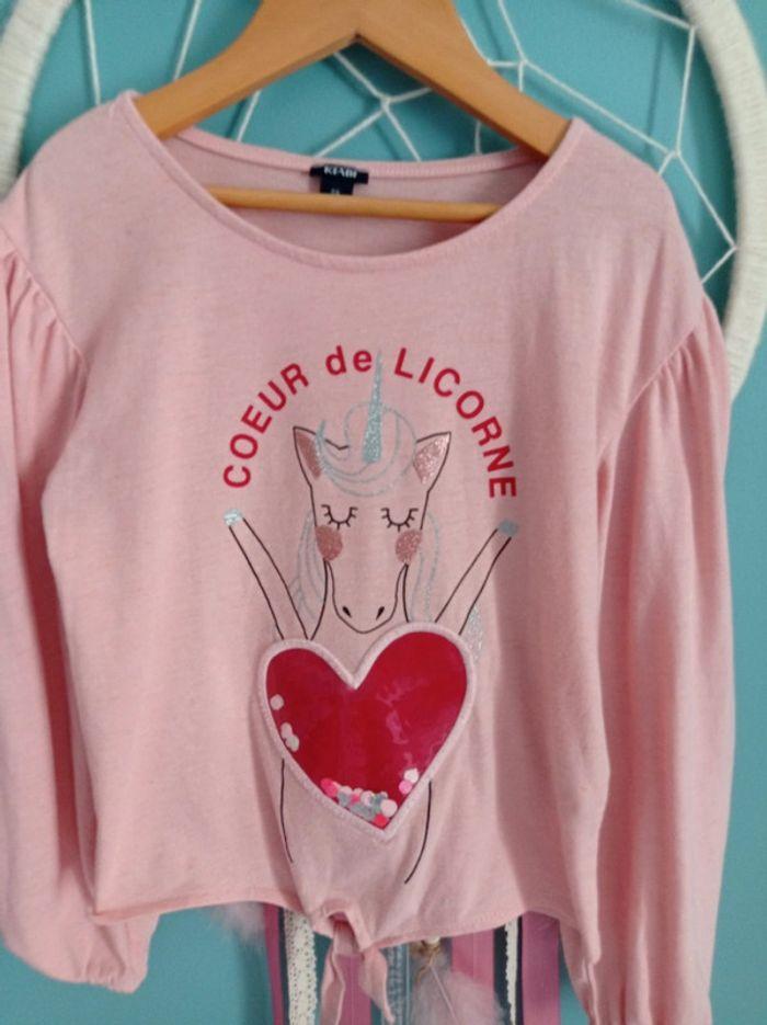 Tee-shirt ml licorne coeur - photo numéro 1