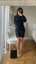 Robe noir fentes cintrée old money manches longues H&M/Black short dress cropped slits long sleeves