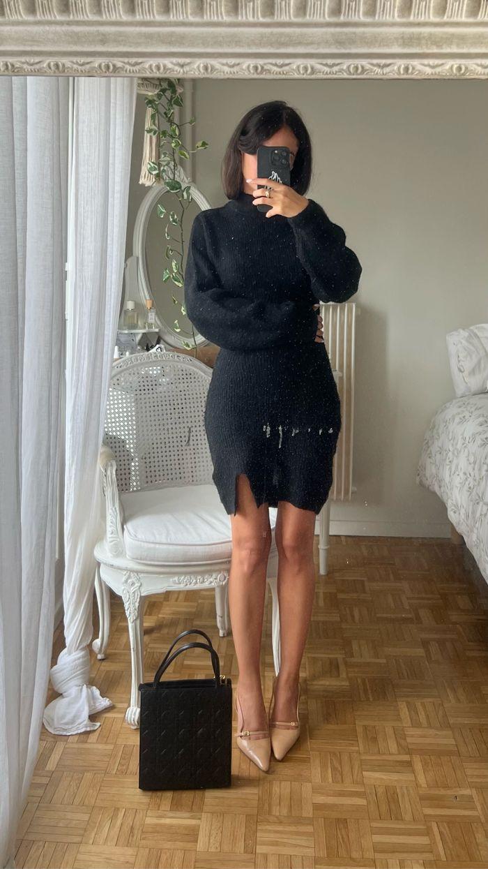 Robe noir fentes cintrée old money manches longues H&M/Black short dress cropped slits long sleeves - photo numéro 1