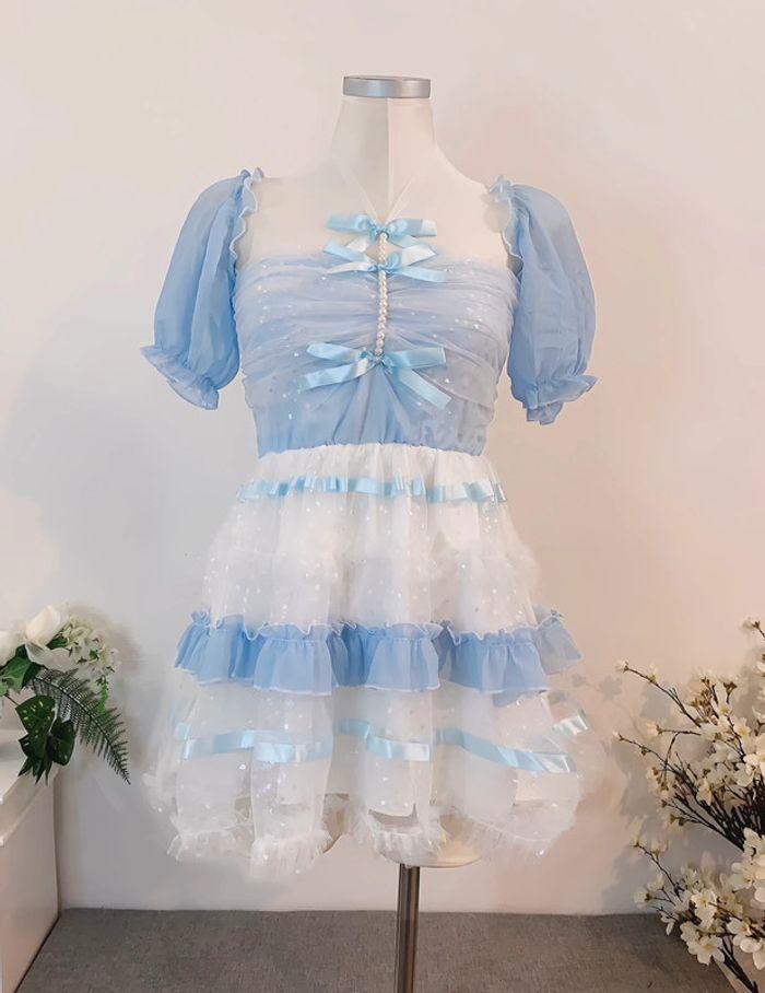 Dress Robe Blue Lolita Cute Kawaii Princess Barbie Lolita - photo numéro 1