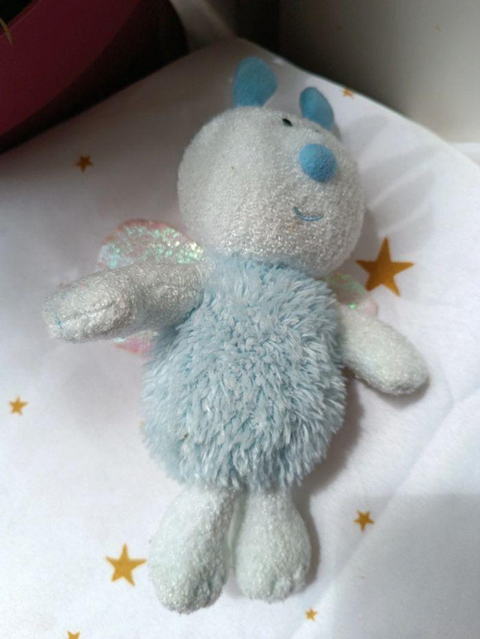 Luminou doudou peluche plush lumineux Glow phosphorescent ailes bleu blue abeille papillon Butterfly - photo numéro 7