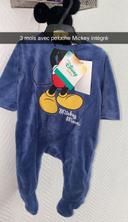 Pyjama bébé garçon  neuf étiquette bleu 3mois peluche doudou  mickey Disney Disneyland