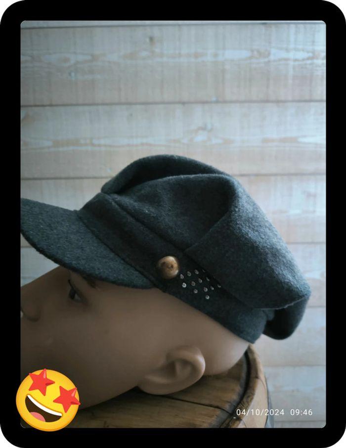 Casquette Gavroche grise femme Herlaine Paris taille 59 - photo numéro 5