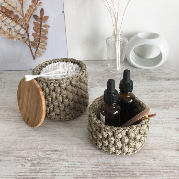 Cadeau Noël, paniers de salle de bain, pots de maquillage table chevet - photo numéro 5