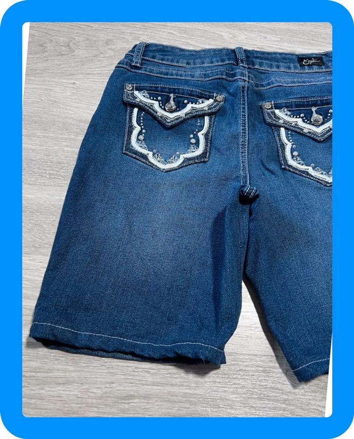 🩳 Short vintage brodé en jean Earl Jean Bleu Taille XS 🩳 - photo numéro 10