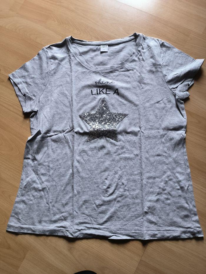 T-shirt étoile gris Upfashion taille L - photo numéro 1