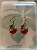 belles boucles d’oreilles pendantes pomme rouge chic, jamais porté, Yesstyle