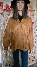 Veste en cuir camel fabrication italienne