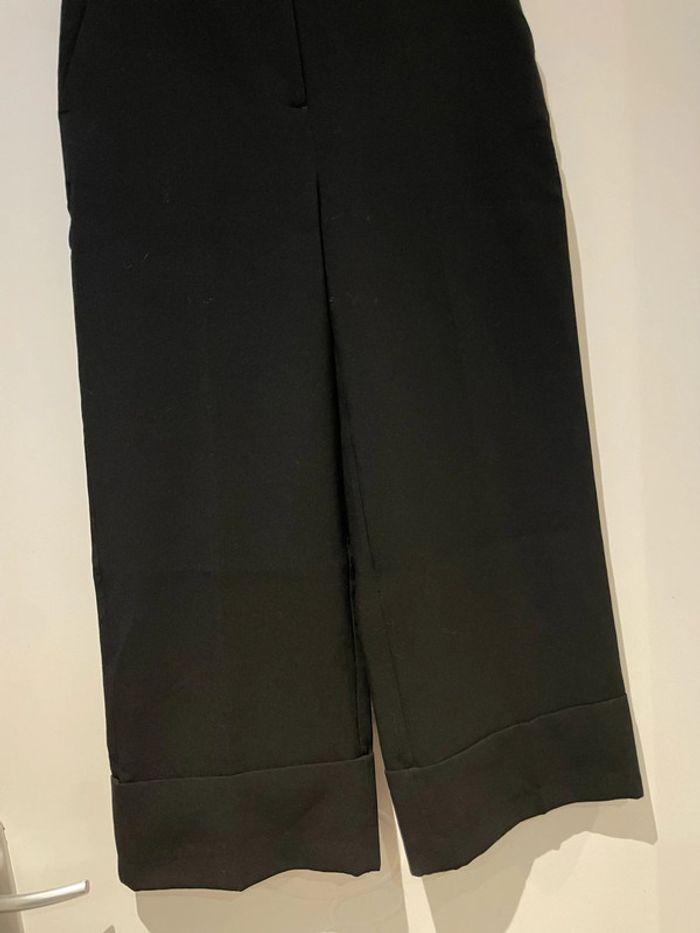 Pantalon court habillé noir jambes large coupe 7/8 bas gros revers H&M taille 34 - photo numéro 2