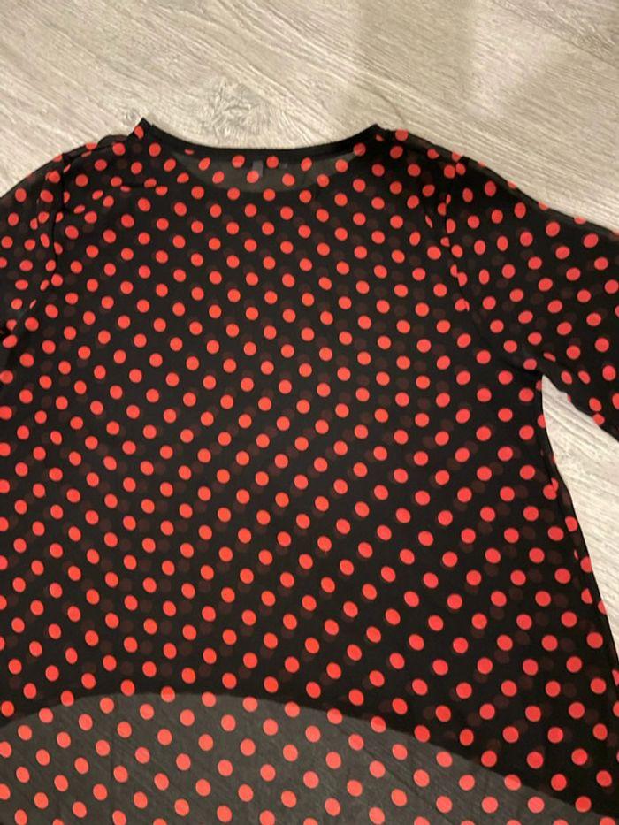 Blouse à manches courtes en voile noir pois rouge col rond Naf Naf taille 40 - photo numéro 5