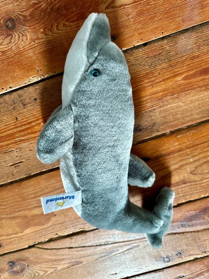 Marineland Grand dauphin peluche doudou gris 38cm yeux bleu animaux marins - photo numéro 1