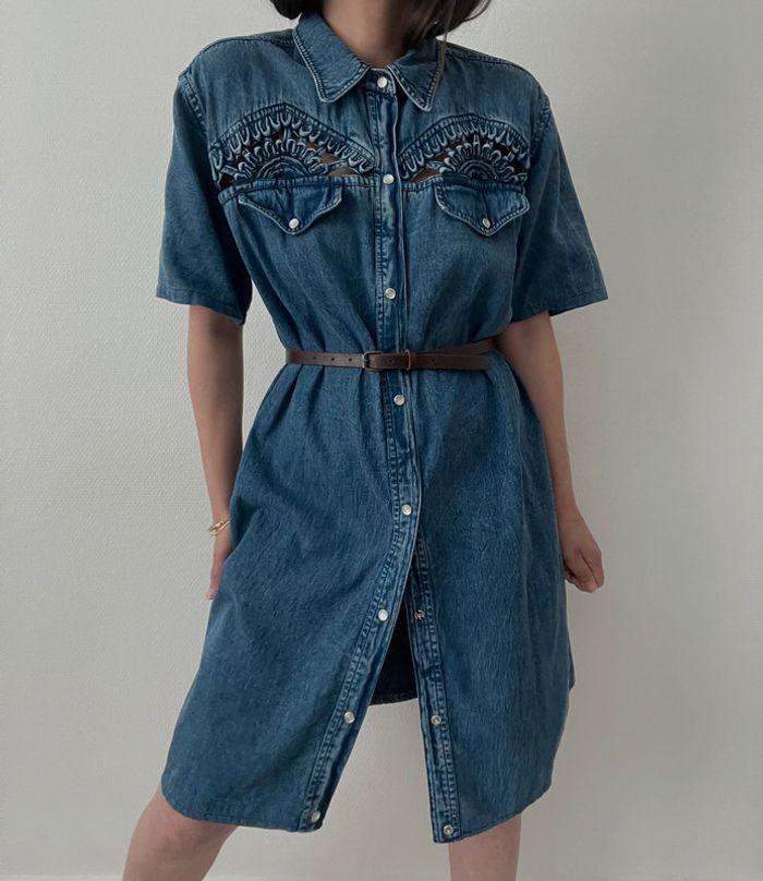 Robe chemise denim ajouré - photo numéro 12