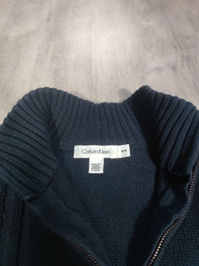 Pull Half Zip Torsadé Calvin Klein Bleu Marine Taille M Homme - photo numéro 4