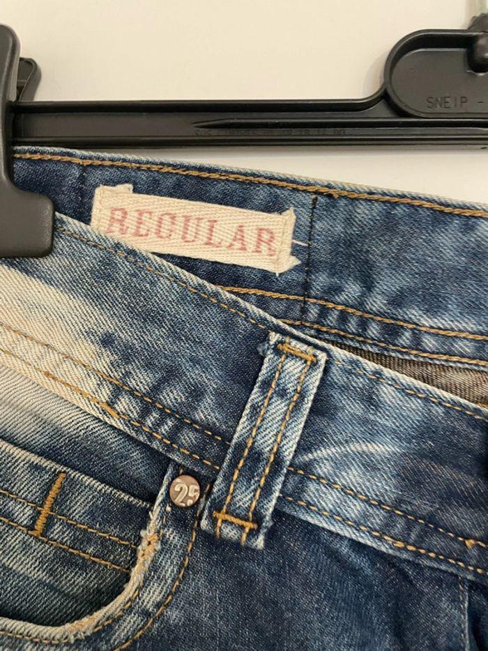 Jean bleu clair effet délavé taille haute coupe regular droit owk ltd denim taille 38 - photo numéro 5