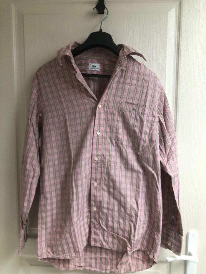 Chemise Lacoste Taille 38 à carreaux Rose - photo numéro 1