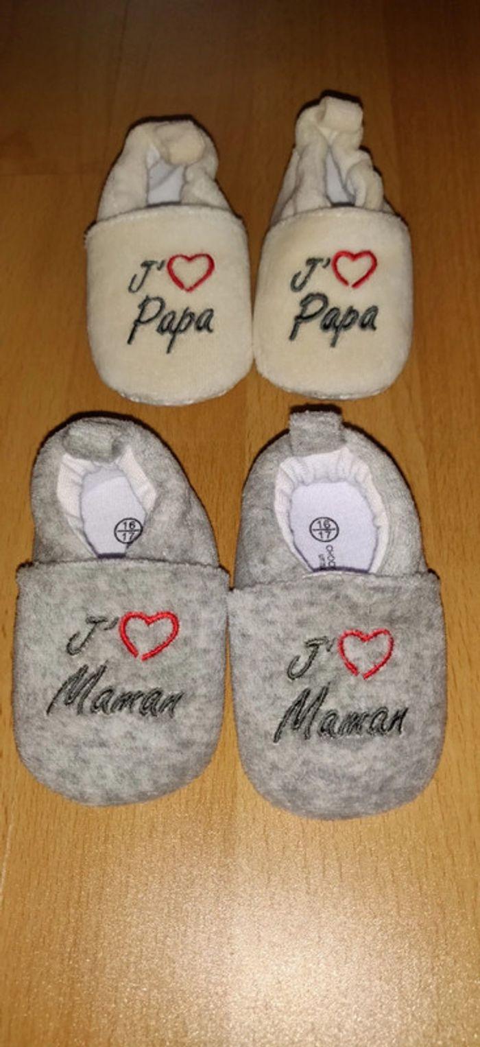 Chaussons bébé little baby j'aime maman j'aime papa - photo numéro 3