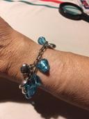 Bracelet pierres bleues et cœurs argentés très bon état