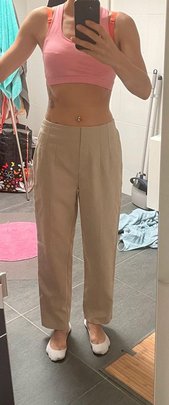 Pantalon fuseau taille élastique 38 beige - photo numéro 1