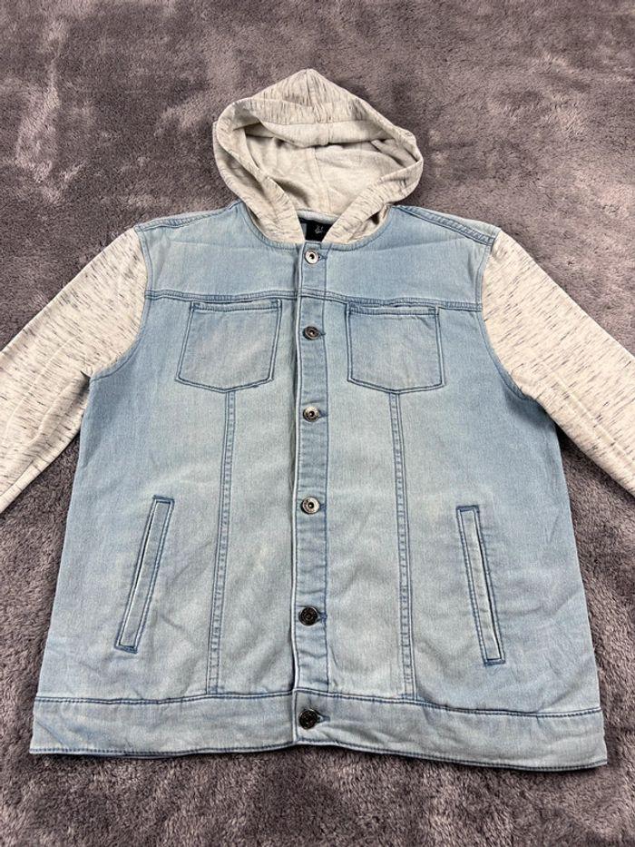 👕 Veste en Jeans avec capuche vintage y2k Bleu Clair Taille S 👕 - photo numéro 6