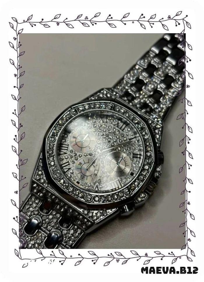 Montre pour homme argentée cadran blanc à strass acier inoxydable - photo numéro 6