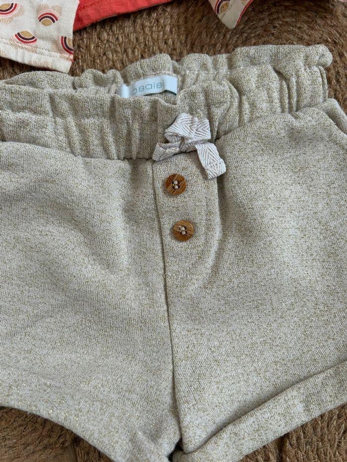 Short & gilet beige doré - 12 mois - photo numéro 2