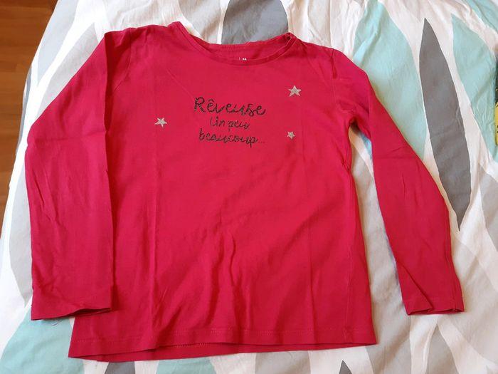 T shirt manches longues fushia gemo 8 ans - photo numéro 1