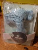 NEUF sous blister Hochet éléphant bleu jollein rattle rammelaar 14cm