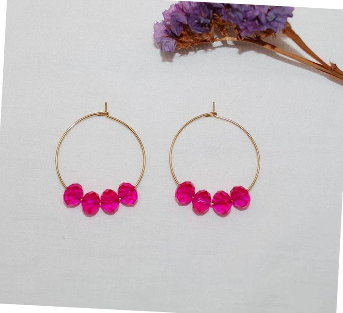 Boucles d oreille créoles roses fuchsia - photo numéro 1