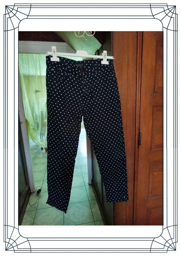 Pantalon jeans noir à pois et diamant taille S/36 - photo numéro 1