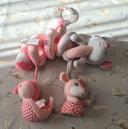 Doudou spirale souris (rose ,blanc, gris)