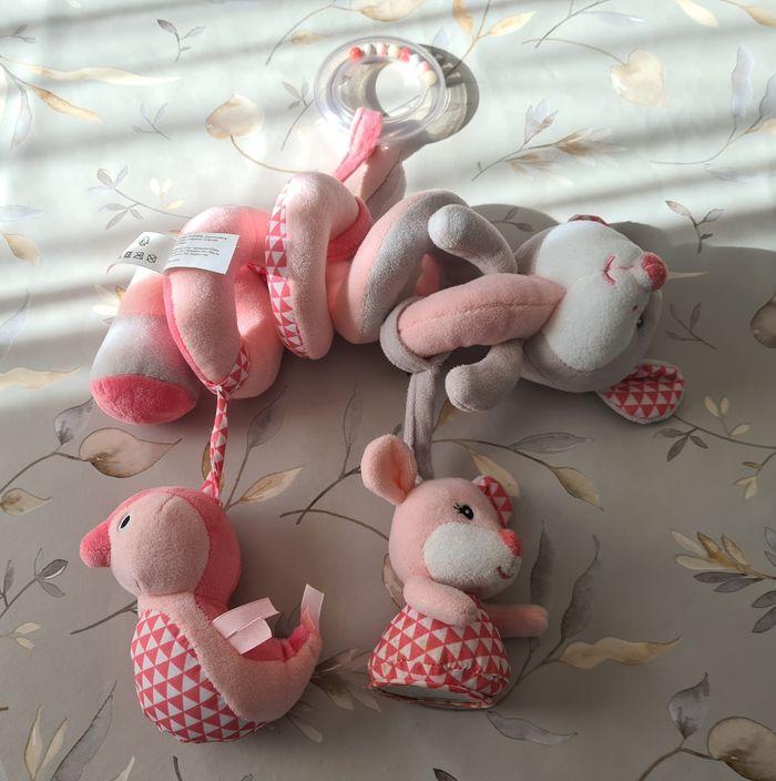 Doudou spirale souris (rose ,blanc, gris) - photo numéro 1