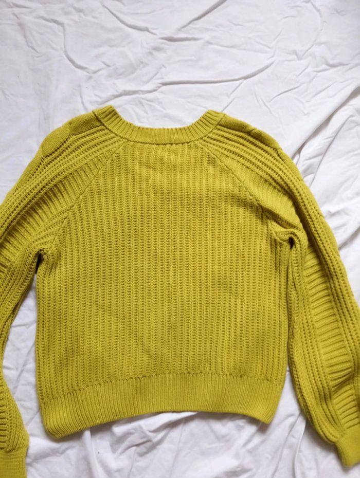 Pull vert/jaune chaud torsadé - photo numéro 3