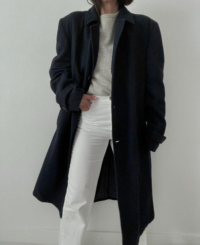 Oversized manteau long marine 90% laine - photo numéro 13