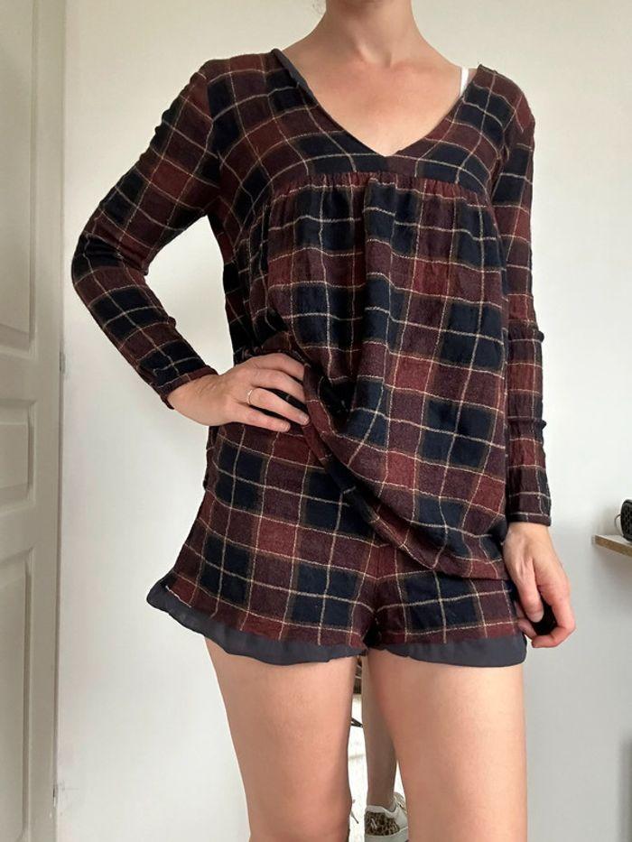 Combi short bordeaux et bleu Zara taille 38 💖 - photo numéro 2