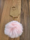 Porte clé pompom rose