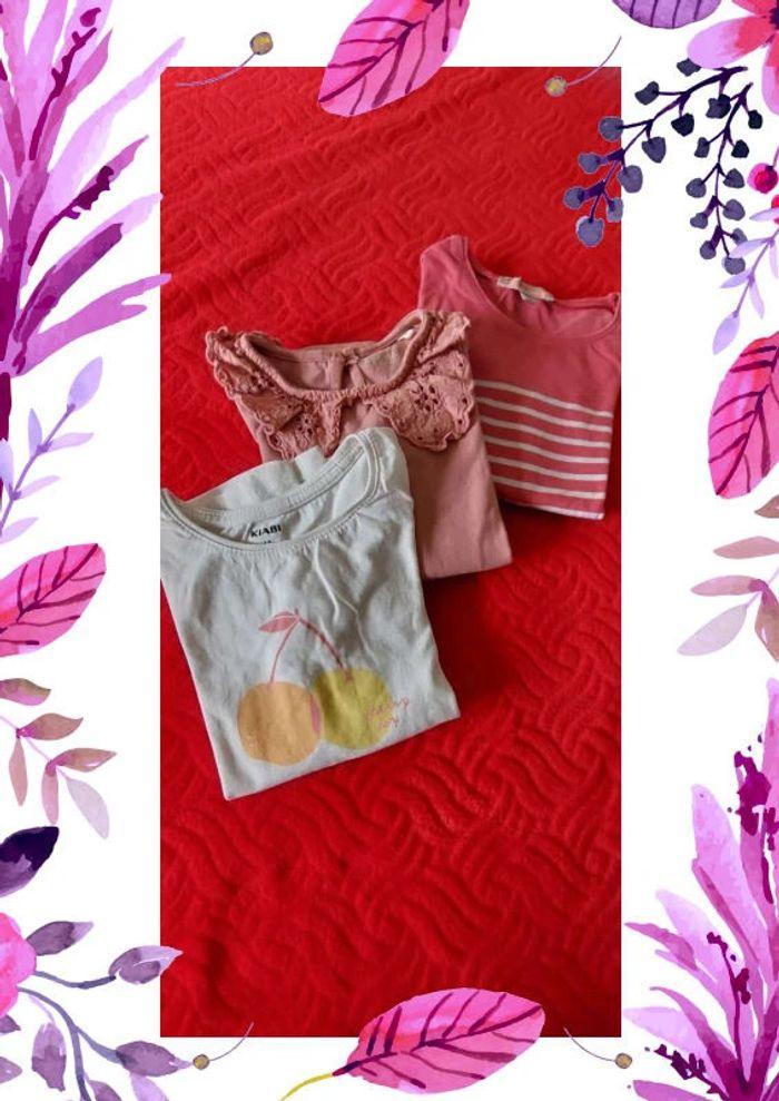 Lot 3 tee-shirts fantaisie manches longues fille 4 ans - photo numéro 1