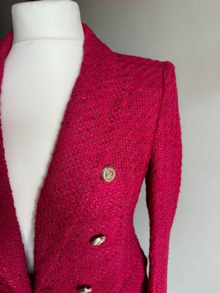 Blazer Zara en tweed rose Taille M 36/38 - photo numéro 3