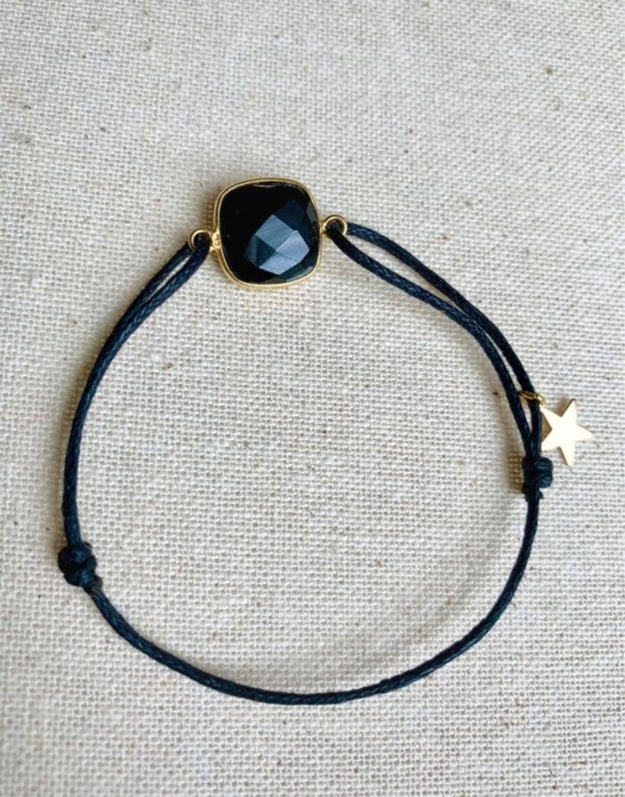 Bracelet cordon avec Pierre naturelle en Onyx et breloque étoile - photo numéro 2