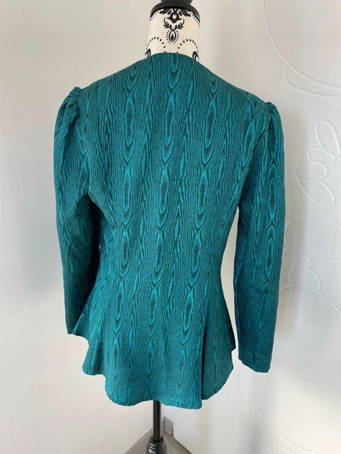 Veste blazer fluide légère bleu vert canard à motifs boutons devant Jin-fizz taille 40 - photo numéro 3