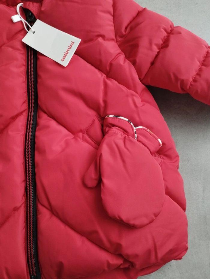 Manteau fille rouge moufles intégrées taille 12 mois Catimini - photo numéro 4