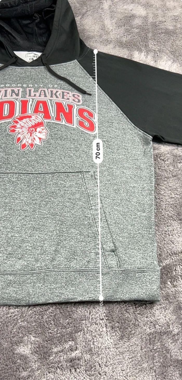 👕 Sweat à capuche Veste University Rare Vintage y2k 90s 2000s Twin Lakes Indians Gris Taille L 👕 - photo numéro 3