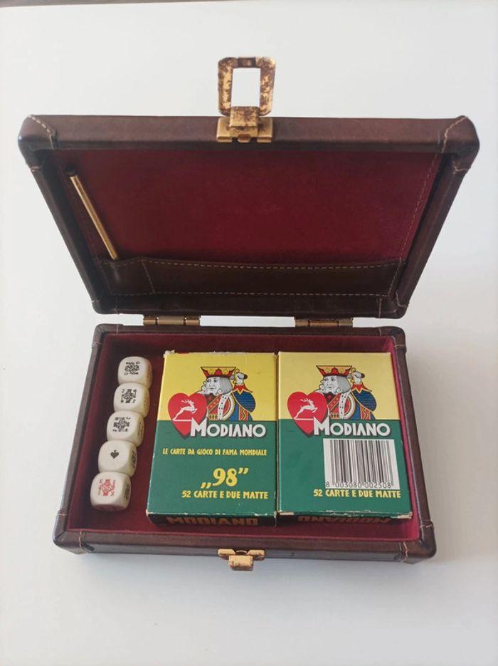 Coffret jeux de cartes vintage en cuir CP - photo numéro 1