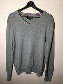 Pull col V pour homme Tommy Hilfiger gris chiné taille M 083