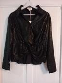 Blouse manches longues strass / sequins noirs Jubylee S/M