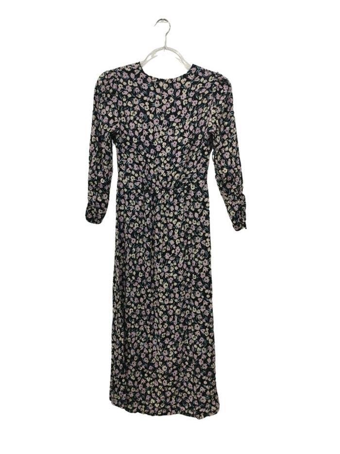 Robe droite manche longue encolure v motif fleurs – Mango – T XS - photo numéro 3