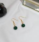 Boucles d oreille pendantes en plaqué or et Malachite