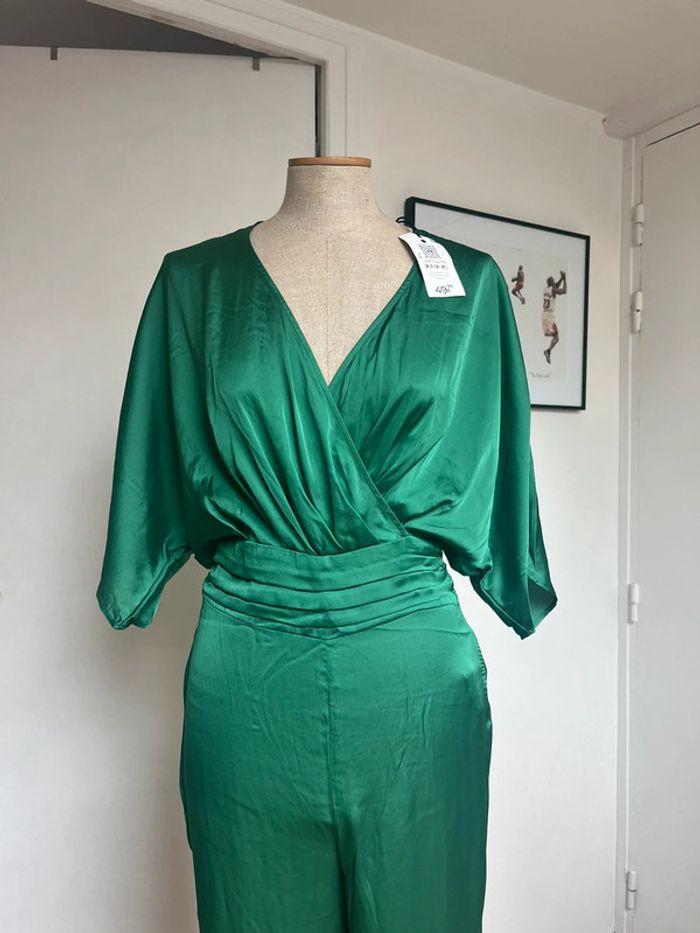 Combinaison verte Camaïeu en taille 34, neuf , tenue chic, mariage et soirée - photo numéro 3