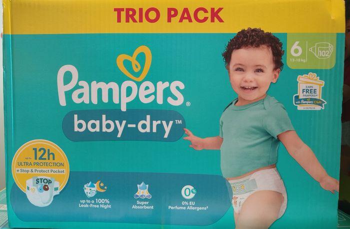 Trio pack Pampers baby dry taille 6