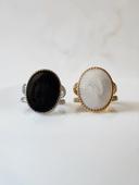 🌺 Bague résine noire argentée & blanche dorée 🌺