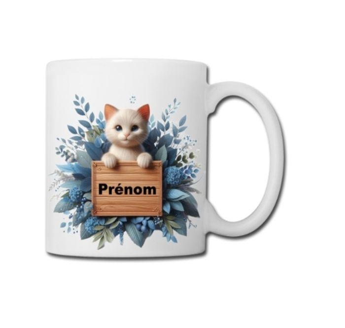 MUG Chaton à personnaliser (bleu)